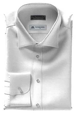 THOMAS MASON 100/2ply ホワイト ヘリンボーン(TMS8527)