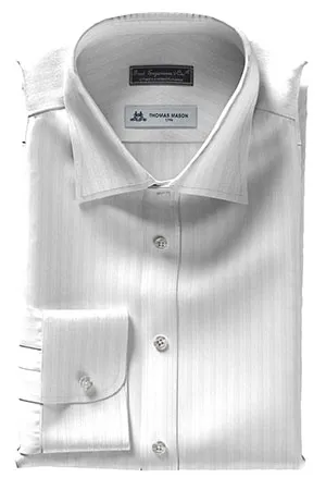 THOMAS MASON 120/2ply ホワイト ドビーストライプ(TMS8528)