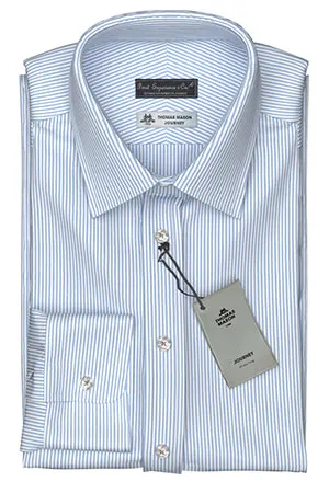 Thomas Mason Journey 70/2Ply Saxe stripe(NP-TMS87810)