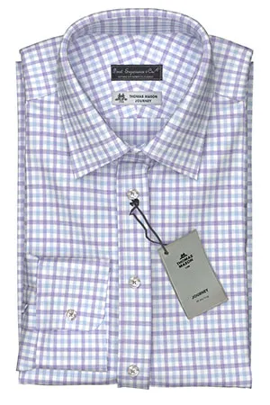 Thomas Mason Journey 100/2Ply Purple Saxe Check(NP-TMS87813)