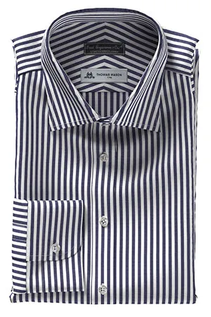 THOMAS MASON  120/2ply ネイビー ロンドンストライプ(TMS95461)