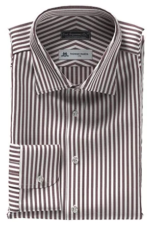 THOMAS MASON  120/2ply ブラウン ロンドンストライプ(TMS95463)