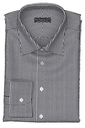 WRINKLE FREE TC ブラック ギンガムチェック (Y100985)