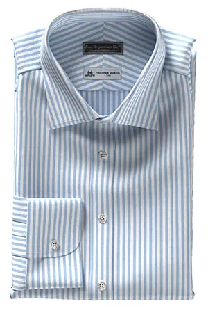 Thomas Mason Cotton&Linen サックス ロンドンストライプ(TMS-CL102338)