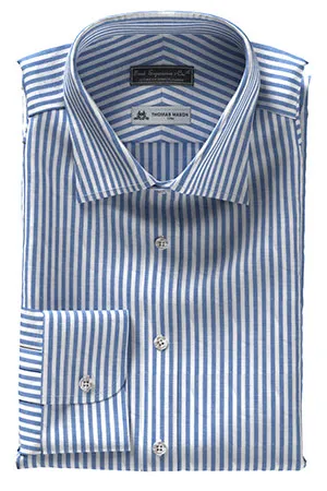 Thomas Mason Cotton&Linen ネイビー ロンドンストライプ(TMS-CL102339)