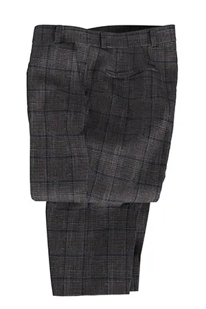 WOOL&LINEN　グレー×ネイビー格子(MK102887)