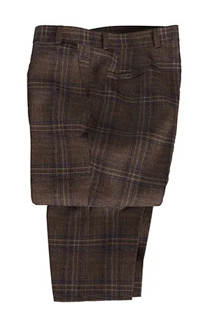WOOL&LINEN　ブラウン×ネイビー格子(MK102886)