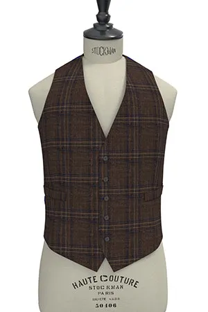 WOOL&LINEN　ブラウン×ネイビー格子(MK102886)