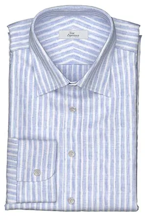 Albini リネン　サックス白抜きストライプ(Y102973)*NEW