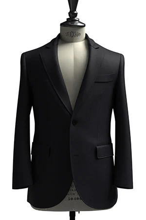 CANONICO Super110s ネイビー ヘリンボーン(103265)