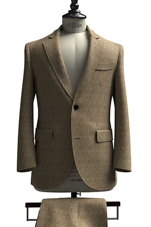 HUDDERS FIELD CASUAL ベージュ ヘリンボーン リネン (103311)