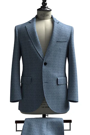 HUDDERS FIELD CASUAL サックス ヘリンボーン リネン (103312)