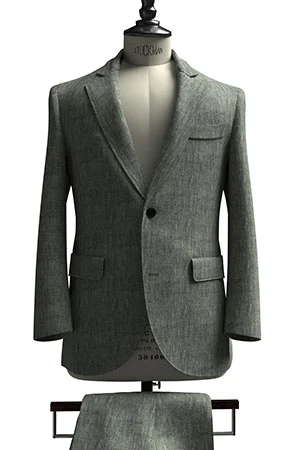 HUDDERS FIELD CASUAL グリーン メランジ リネン (103324)