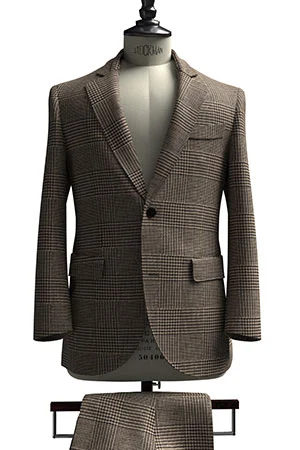 HUDDERS FIELD CASUAL ブラウン グレンチック リネン (103328)