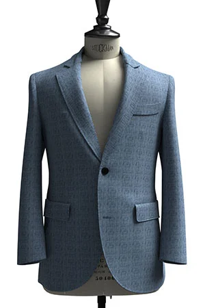 HUDDERS FIELD CASUAL サックス ヘリンボーン リネン (103312)