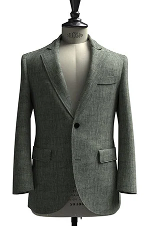 HUDDERS FIELD CASUAL グリーン メランジ リネン (103324)