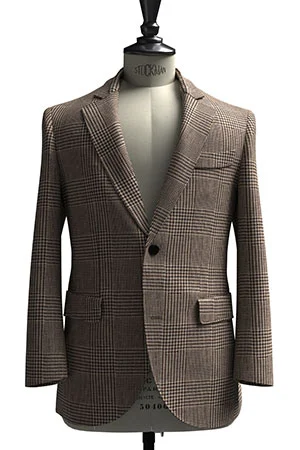 HUDDERS FIELD CASUAL ブラウン グレンチック リネン (103327)