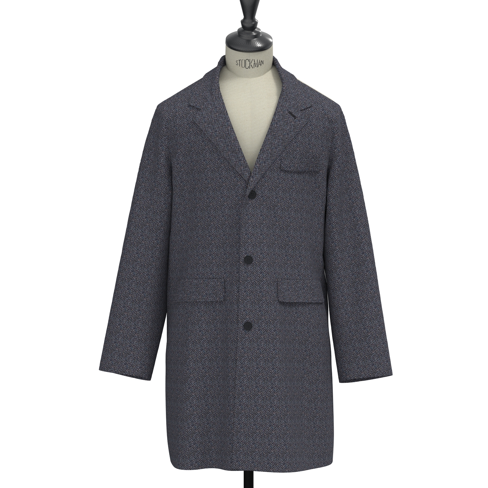 オーダーコート Harris Tweed ブルー×グレー メランジ ホームスパン