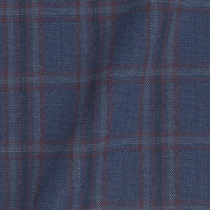 DORMEUIL BLUE RED SILK LINEN MIX CHECK(PN-NB97625)