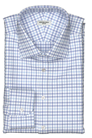 Thomas Mason Journey 100/2Ply Navy Saxe Check(NP-TMS87812))by GOYOU