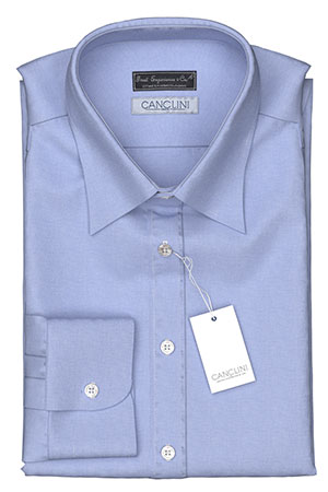 CANCLINI 80/2ply ブルー ピンポイントオックスフォード(PN-100309)