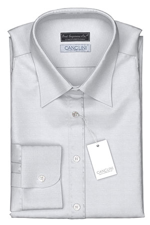 CANCLINI 80/2ply ライトグレー ピンポイントオックスフォード(PN-100311)