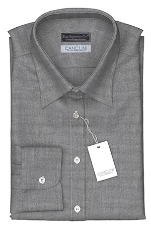 CANCLINI 80/2ply ブラック ピンポイントオックスフォード(PN-100312)
