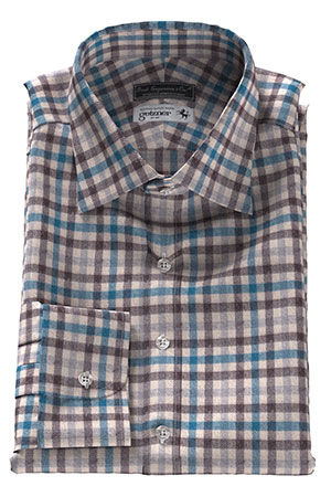 GETZNER FLANNEL ウール混 ベージュ＆ブラウン チェック(Y102718)F-NEW