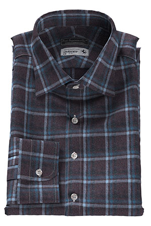 GETZNER FLANNEL ウール混 ダークブラウン＆サックス チェック(Y102720)F-NEW