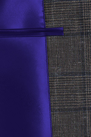 WOOL&LINEN　グレー×ネイビー格子(MK102887)