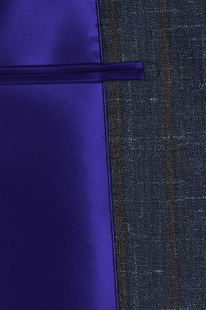 WOOL&LINEN　ネイビーネップ×ブラウンストライプ(MK102885)