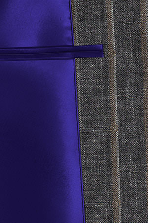 WOOL&LINEN　グレーネップ×ゴールドストライプ(MK102884)