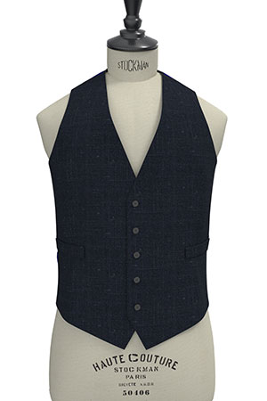 WOOL&LINEN　ネイビーグレンチェック(MK102890)