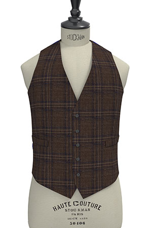 WOOL&LINEN　ブラウン×ネイビー格子(MK102886)