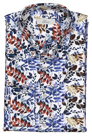 TEXTA ブルー×ブラウンリーフ柄プリント(Y103024)*NEW*