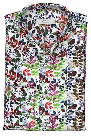 TEXTA グリーン×レッド リーフ柄プリント(Y103025)*NEW*