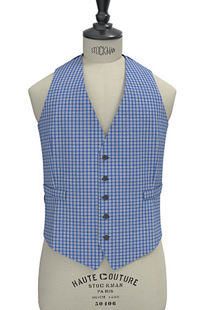 REDA Super120s ブルー格子(103066)