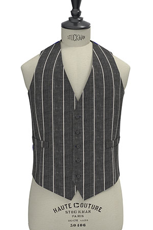 BASIC STRECH LINEN混 グレーストライプ(103182)