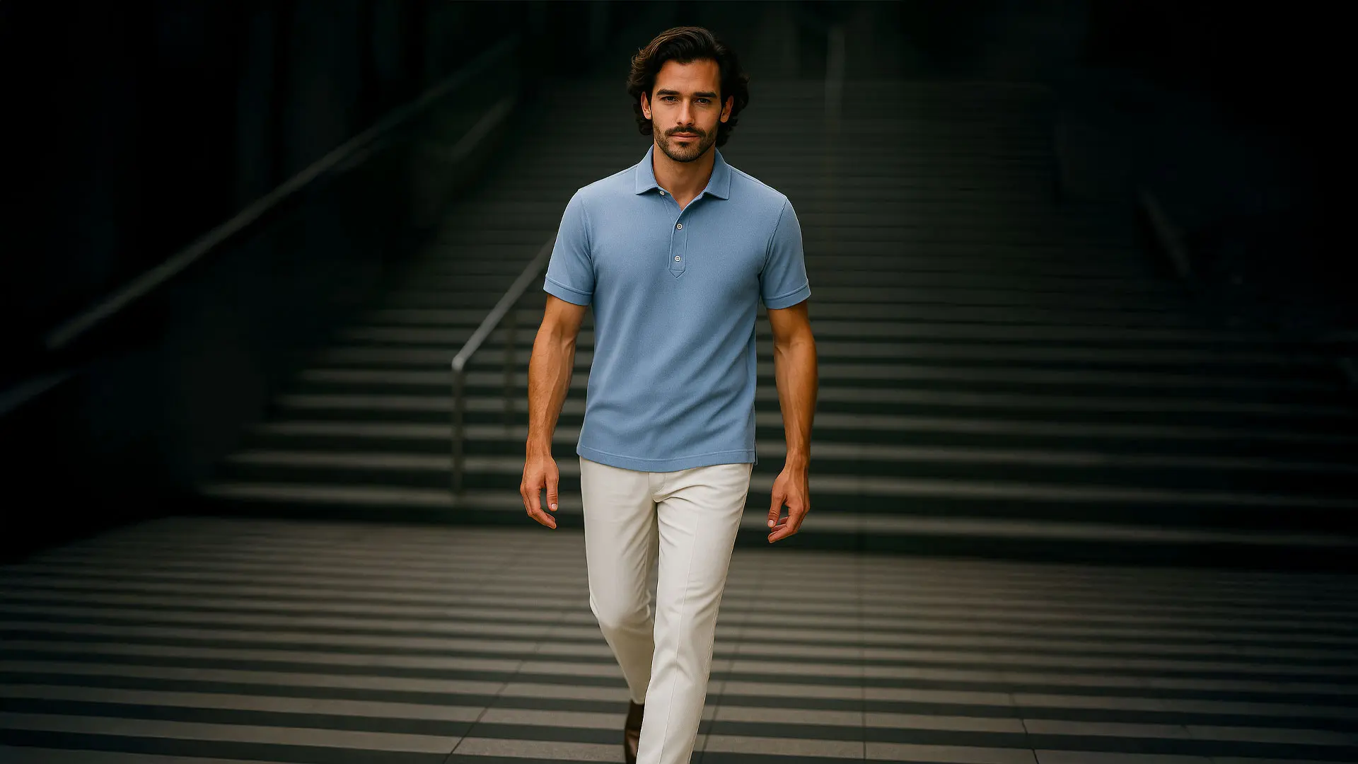 GIZA96 MOSS STICH POLO SHIRTS