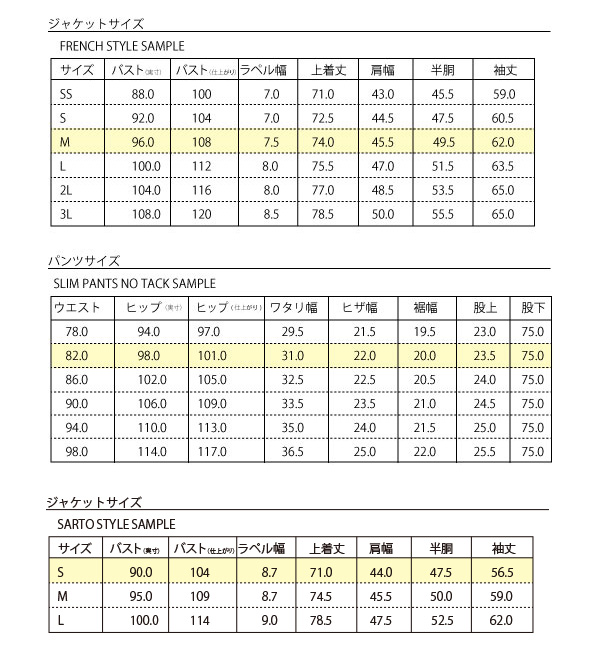 サイズ表